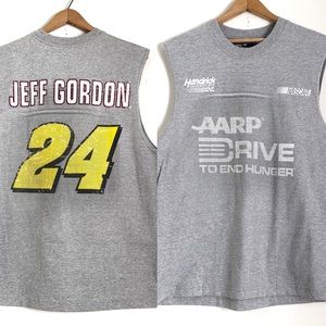 Nascar Jeff Gordon 24 Grey Muscle Shirt AARP Drive